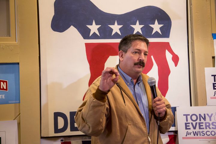 Democrat Randy Bryce speaks at a campaign event in Racine, Wisconsin, on Nov. 4, 2018.
