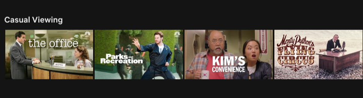 The "Casual Viewing" category on Netflix.