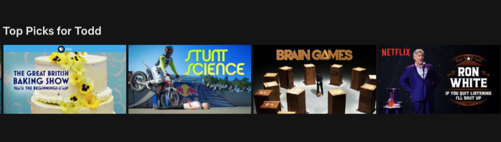 The "Top Picks" category on Netflix.