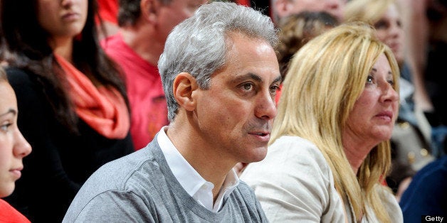 CHICAGO, IL - JUNE 8: Chicago Mayor Rahm Emanuel watches Game Five of the Western Conference Final between the Los Angeles Kings and the Chicago Blackhawks during the 2013 Stanley Cup Playoffs at the United Center on June 08, 2013 in Chicago, Illinois. (Photo by Bill Smith/NHLI via Getty Images)