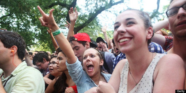 CHICAGO, IL - JULY 13: Fans watch the performance of Japandroids during the 2012 Pitchfork Music Festival in Union Park on July 13, 2012 in Chicago, Illinois. (Photo by Roger Kisby/Getty Images)