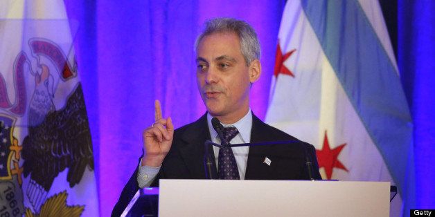 CHICAGO, IL - APRIL 10: Chicago Mayor Rahm Emanuel speaks to guests about combating youth violence at a luncheon April 10, 2013 in Chicago, Illinois. According to published reports Chicago has had 79 murders in 2013. Twenty-seven of the victims have been under 21-years-old, the most recent victim was fourteen-year-old Michael Orozco who died April 7, from two gunshot wounds to his chest. A 17 and a 19-year-old are in custody for Orozco's murder. (Photo by Scott Olson/Getty Images)