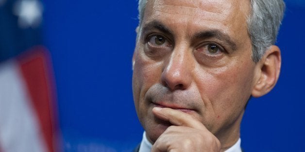 Chicago Mayor Rahm Emanuel speaks about legislation and policies to reduce and prevent gun violence during a policy discussio