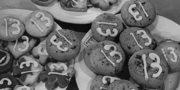 Baked cookies bearing the number 13, being served at the anti-superstition party. (Photo by William C. Shrout//Time Life Pictures/Getty Images)