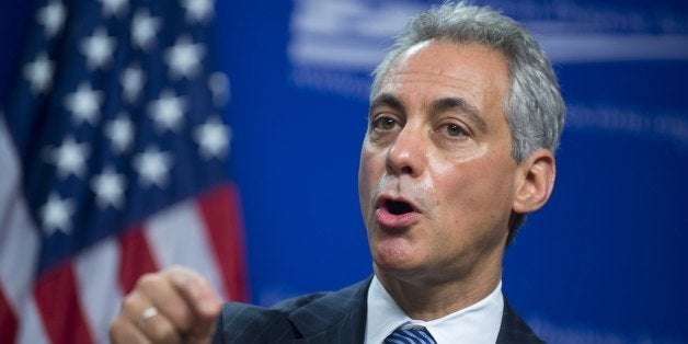 Chicago Mayor Rahm Emanuel speaks about legislation and policies to reduce and prevent gun violence during a policy discussio
