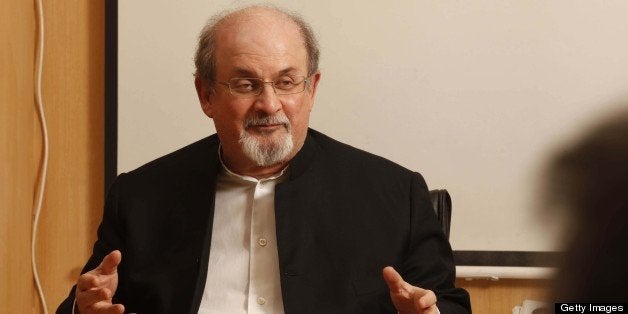 NEW DELHI, INDIA - JANUARY 22: Writer Salman Rushdie interacting with Senior editors of Hindustan Times during a meeting at