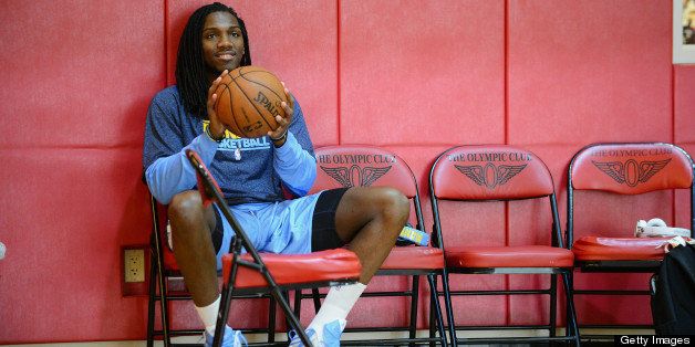 SAN FRANCISCO, CA - APRIL 27: Kenneth Faried #35 of the Denver Nuggets gets ready for practice prior to Game Four of the Western Conference Quarterfinals against the Golden State Warriors during the 2013 NBA Playoffs on April 27, 2013 at the Olympic Club in San Francisco, California. NOTE TO USER: User expressly acknowledges and agrees that, by downloading and/or using this Photograph, user is consenting to the terms and conditions of the Getty Images License Agreement. Mandatory Copyright Notice: Copyright 2013 NBAE (Photo by Garrett W. Ellwood/NBAE via Getty Images)