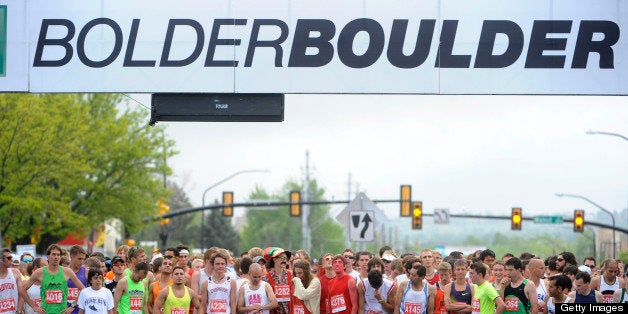 Runners prepare at the starting line during the Bolder Boulder 10k on Monday, May 30, 2011. AAron Ontiveroz, The Denver Post (Photo By AAron Ontiveroz/The Denver Post via Getty Images)