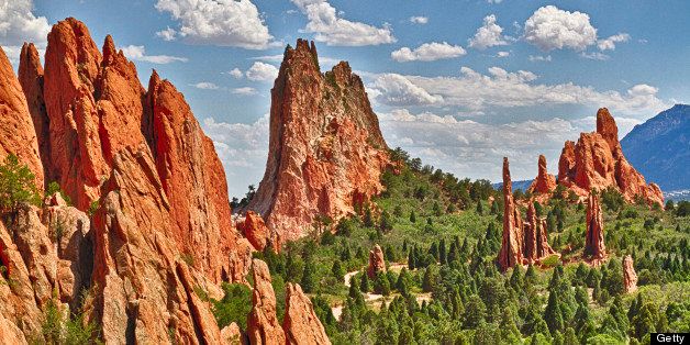 Garden of the Gods rock formations, Tower of Babel, South Gate Rock, and Sentinel Spires