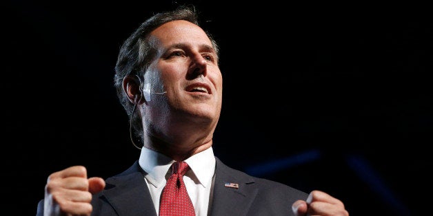 Republican presidential candidate, former Pennsylvania Sen. Rick Santorum, speaks during the Western Conservative Summit in Denver, Friday, June 26, 2015. (AP Photo/Brennan Linsley)