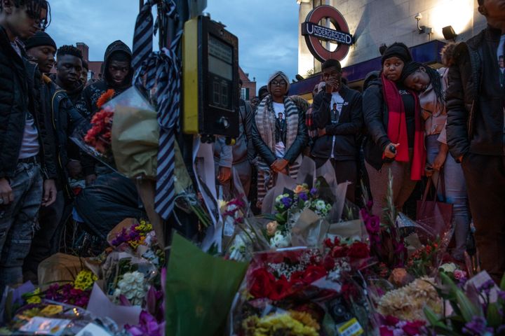 Tributes were left outside the station 