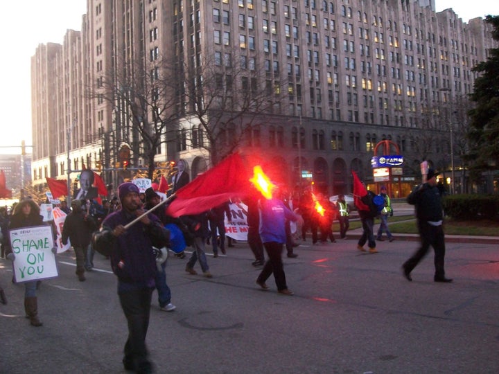 Right To Work Protest: Union Supporters Take 'Torches' To Detroit's ...