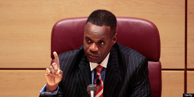 Kevyn Orr, emergency manager for the city of Detroit, speaks at a public meeting at Wayne State University Law School in Detroit, Michigan, U.S., on Monday, June 10, 2013. Whether Detroit careens into the largest U.S. municipal bankruptcy depends on emergency manager Kevyn Orr's convincing creditors during the next two months that his plan will revive a city plagued by deficits, crime and strained services. Photographer: Jeff Kowalsky/Bloomberg via Getty Images