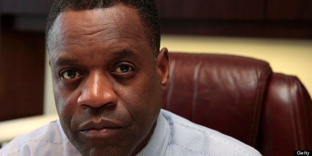 Kevyn Orr, emergency manager for the City of Detroit, sits for a photograph in his office at the Coleman A. Young Municipal Center in Detroit, Michigan, U.S., on Tuesday, May 7, 2013. Orr, 54, a Washington bankruptcy lawyer who worked on the reorganization of Chrysler Group LLC, became the emergency manager March 25 against the opposition of the nine-member city council. Photographer: Jeff Kowalsky/Bloomberg via Getty Images 