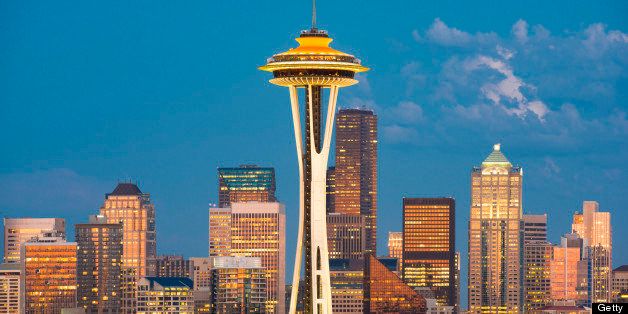 Space Needle and Downtown Skyline, Seattle, Washington, USA