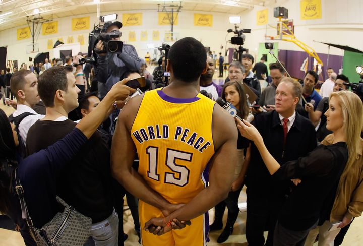 Metta World Peace Jersey Revealed At Lakers Media Day