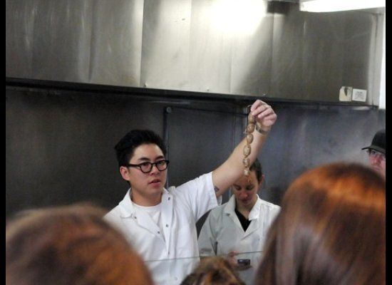 Chef Kris shows off his sausage