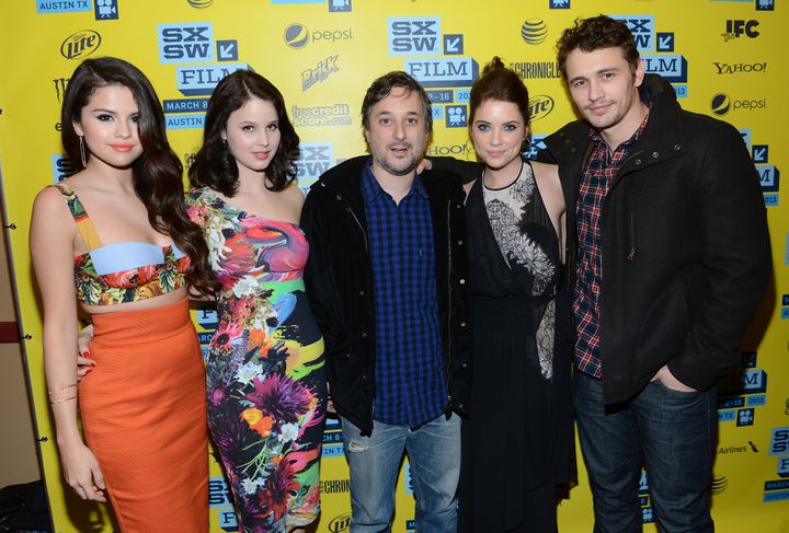 AUSTIN, TX - MARCH 10: (L-R) Actress Selena Gomez, actress Rachel Korine, director Harmony Korine, actress Ashley Benson and actor James Franco attend the green room for 'Spring Breakers' during the 2013 SXSW Music, Film + Interactive Festival' at the Paramount Theatre on March 10, 2013 in Austin, Texas. (Photo by Michael Buckner/Getty Images)