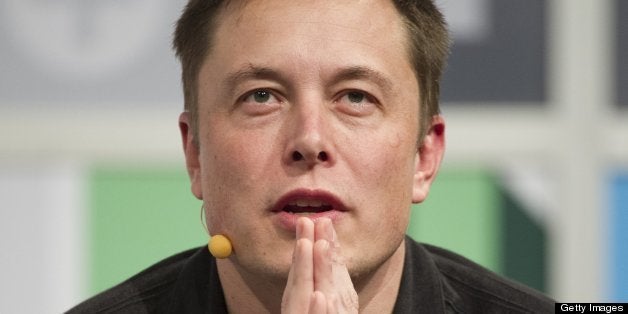 Elon Musk, chief executive officer of Tesla Motors Inc. and Space Exploration Technologies Inc., speaks during an interview at the South by Southwest Interactive Festival (SXSW) in Austin Texas, U.S., on Saturday, March 9, 2013. Musk said the cells being used in the Boeing Co. 787 Dreamliner lithium-ion batteries are too big, and the gaps too small. Photographer: David Paul Morris/Bloomberg via Getty Images