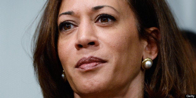 LOS ANGELES, CA - MAY 17: California Attorney General Kamala Harris speaks at a news conference on May 17, 2013 at the Los Angeles Civic Center in Los Angeles, California. Harris hosted a meeting of the state's district attorneys to develop recommendations on reducing gun violance. (Photo by Kevork Djansezian/Getty Images)