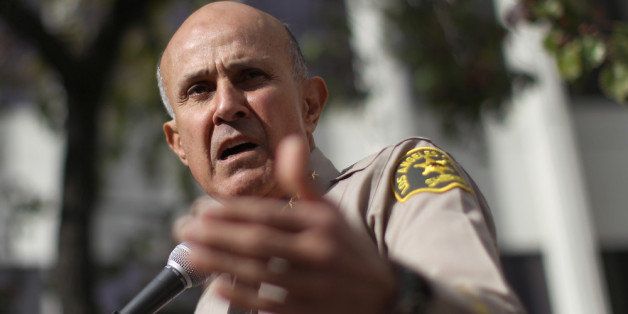 LOS ANGELES, CA - JANUARY 7: Los Angeles County Sheriff Lee Baca announces his unexpected retirement on January 7, 2014 in Los Angeles, California. Baca has decided to leave the beleaguered sheriff's department at the end of January rather than fight for a fifth term. He insisted that his sudden decision to retire was not prompted by the possibility of federal charges against him. Eighteen current and former deputies were recently indicted on a variety of charges, including mistreating jail inmates. (Photo by David McNew/Getty Images)