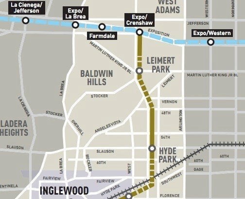 Crenshaw Metro Line Map Leimert Park Stop At The Crenshaw/Lax Line: Approved, But Not Funded |  Huffpost Los Angeles