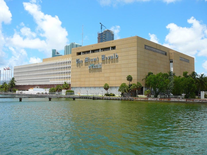 Description 1 en:The Miami Herald | The Miami Herald and en:El Nuevo Herald | El Nuevo Herald building in en:Miami, Florida as seen from ... 