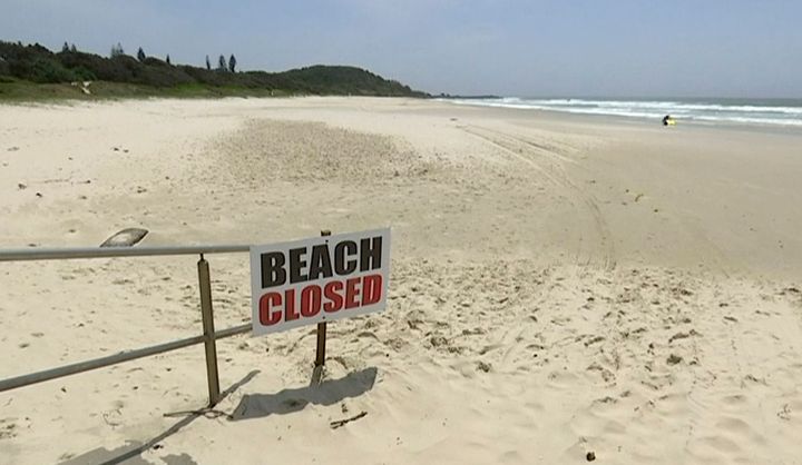 The beach where a shark attack occurred in Ballina, Australia