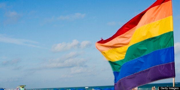 Close-up of a flag fluttering on the beach, South Beach, Miami, Florida, USA