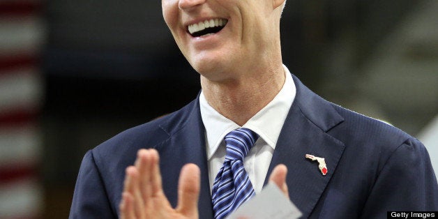 Florida Gov. Rick Scott delivers remarks at .decimal, Inc. (pronounced 'dot-decimal') during a visit to the medical device manufacturer's facility in Sanford, Monday, April 29, 2013. (Joe Burbank/Orlando Sentinel/MCT via Getty Images)