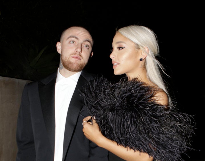 Ariana Grande and Mac Miller attend an Oscars after-party in 2016.