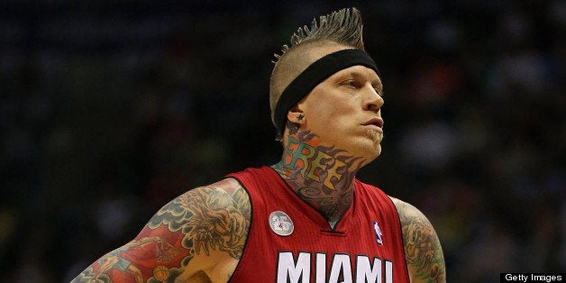 MILWAUKEE, WI - APRIL 28: Chris Anderson #11 of the Miami Heat waits for the start of play against the Milwaukee Bucks in Game Four of the Eastern Conference Quarterfinals during the 2013 NBA Playoffs at the Bradley Center on April 28, 2013 in Milwaukee, Wisconsin. The Heat defeated the Bucks 88-77. NOTE TO USER: User expressly acknowledges and agrees that, by downloading and or using this photograph, User is consenting to the terms and conditions of the Getty Images License Agreement. (Photo by Jonathan Daniel/Getty Images)