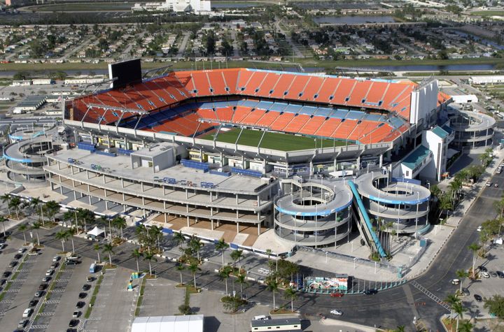Aerial photography of Dolphin Stadium, site of Super Bowl XLI, on January 18, 2007 in Miami, Florida. (Photo by Al Messerschmidt/Getty Images)