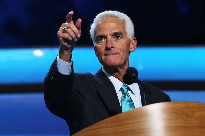 CHARLOTTE, NC - SEPTEMBER 05: Former Florida Gov. Charlie Crist stands at the podium during a walkthrough during day two of the Democratic National Convention at Time Warner Cable Arena on September 5, 2012 in Charlotte, North Carolina. The DNC that will run through September 7, will nominate U.S. President Barack Obama as the Democratic presidential candidate. (Photo by Justin Sullivan/Getty Images)