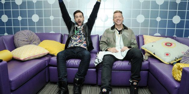 NEW YORK, NY - MAY 20: Ryan Lewis and Macklemore backstage at BET's '106 & Park' at BET Studios on May 20, 2013 in New York City. (Photo by Ilya S. Savenok/Getty Images for BET)