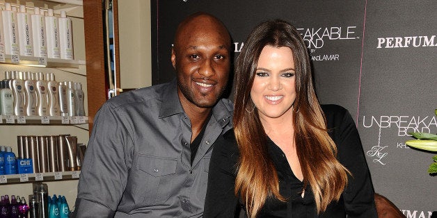 ORANGE, CA - JUNE 07: Lamar Odom and Khloe Kardashian make a personal appearance for 'Unbreakable Bond' at Perfumania on June 7, 2012 in Orange, California. (Photo by Jason LaVeris/FilmMagic)