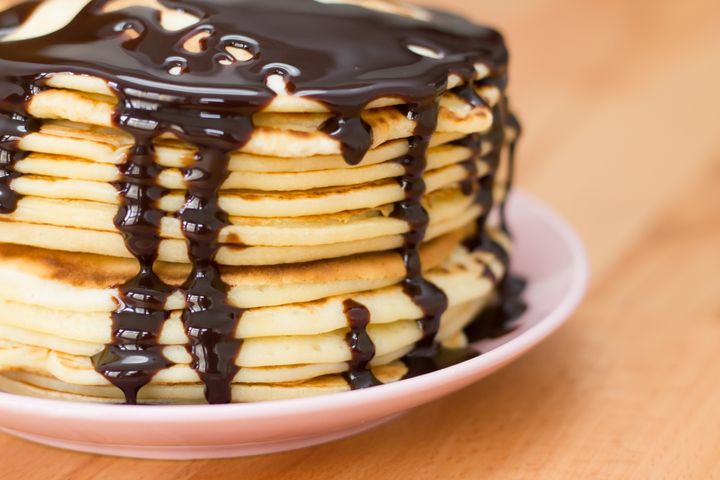 pancakes with chocolate syrup