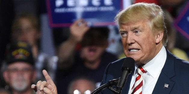 Republican presidential candidate Donald Trump speaks during a campaign rally at the Prescott Valley Event Center, October 4,