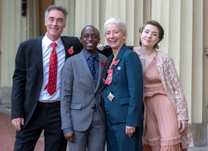 Emma Thompson and her family at Buckingham Palace.