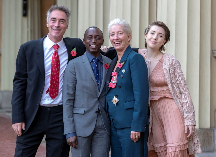 Emma Thompson and her family at Buckingham Palace. 