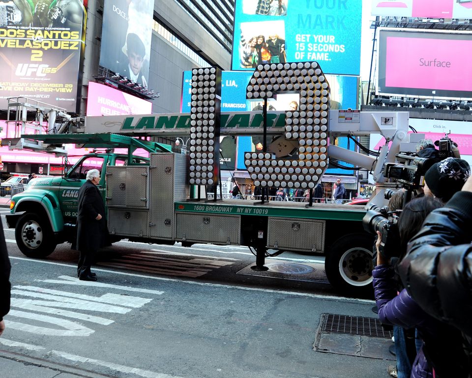 Numerals Arrive At Times Square For 2013 New Years Eve Countdown