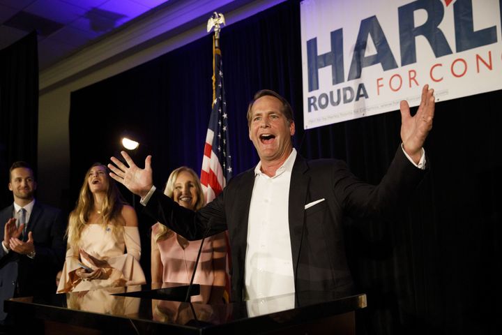 Democratic candidate Harley Rouda was leading Republican Rep. Dana Rohrabacher in California's 48th congressional district.