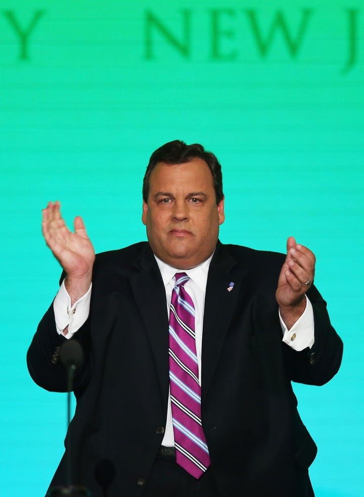 TAMPA, FL - AUGUST 28: New Jersey Gov. Chris Christie takes the stage during the Republican National Convention at the Tampa Bay Times Forum on August 28, 2012 in Tampa, Florida. Today is the first full session of the RNC after the start was delayed due to Tropical Storm Isaac. (Photo by Mark Wilson/Getty Images)