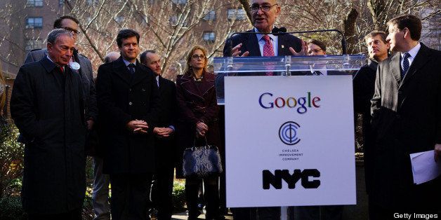 NEW YORK, NY - JANUARY 08: U.S. Sen. Charles Schumer (D-NY) speaks during a news conference where it was announced that free Wi-Fi will be provided by Google to the Manhattan neighborhood of Chelsea on January 8, 2013 in New York City. Google has teamed up with the Chelsea Improvement Project, a local New York City non-profit and the city government to provide free Wi-Fi to the historic neighborhood. The network will become the largest public outdoor service of its kind in New York, and the first neighborhood in the city with free WiFi. (Photo by Spencer Platt/Getty Images)