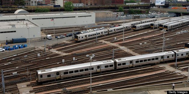 Commuter trains in the Hudson Yards on the West Side of Manhattan in new York. ( Frances M. Roberts) (Photo by Universal Images Group via Getty Images)