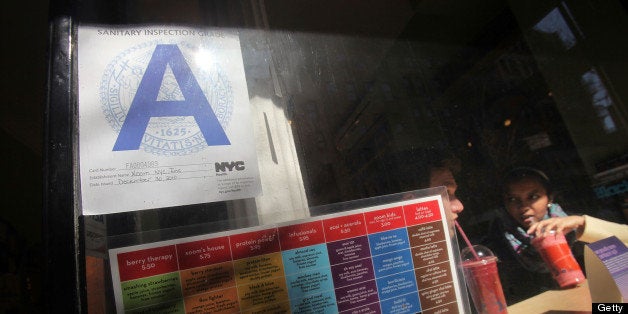 NEW YORK, NY - MARCH 07: A Manhattan restaurant rated with a Health Department 'A' grade is seen March 7, 2011 in New York