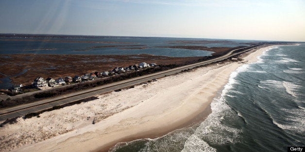 WANTAGH, NY - APRIL 15: An aerial view of the area near Gilgo Beach and Ocean Parkway on Long Island where police have been conducting a prolonged search after finding ten sets of human remains on April 15, 2011 in Wantagh, New York. Of the ten only four sets of remains have been identified as missing female prostitutes in their 20s who had been working in the online escort business. Police, working with the Federal Bureau of Investigation (FBI), suspect that a single serial killer may be in the New York area focusing on sex workers. (Photo by Spencer Platt/Getty Images)