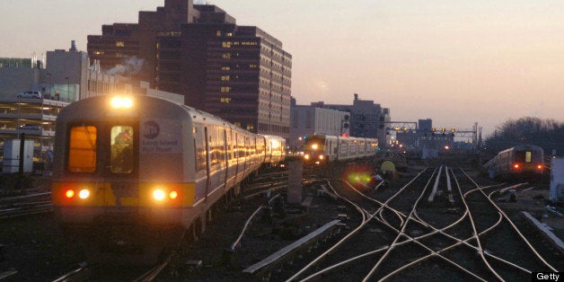 UNITED STATES - DECEMBER 22: Long Island Railroad trains bound for New York's Pennsylvania Station arrive at the Jamaica sta