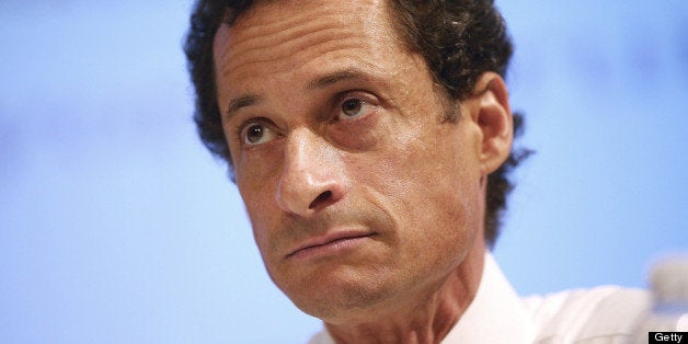 NEW YORK, NY - JULY 11: New York City Mayoral candidate Anthony Weiner attends the Council of Senior Centers and Services of NYC Mayoral Forum at New York University on July 11, 2013 in New York City. Weiner is in the race to succeed three-term Mayor Michael Bloomberg after he was forced to resign from Congress in 2011 following the revelation of sexually explicit online behavior. (Photo by Mario Tama/Getty Images)