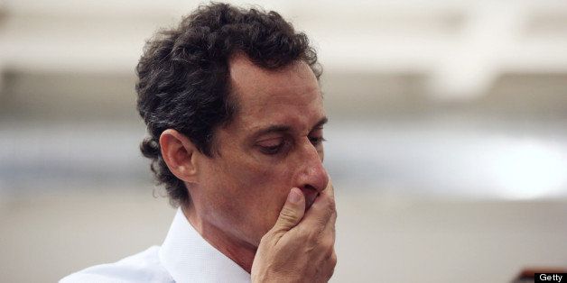 NEW YORK, NY - JULY 23: Anthony Weiner, a leading candidate for New York City mayor, holds a press conference on July 23, 2013 in New York City. Weiner addressed news of new allegations that he engaged in lewd online conversations with a woman after he resigned from Congress for similar previous incidents. (Photo by John Moore/Getty Images)